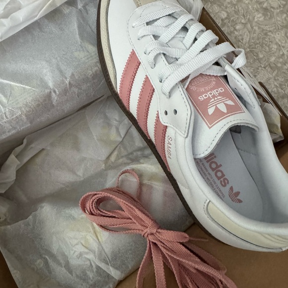 adidas Shoes - Adidas Samba Women's White and Pink Sneakers